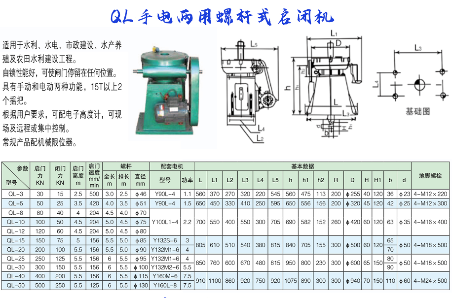 QL手電兩用螺桿式啟閉機